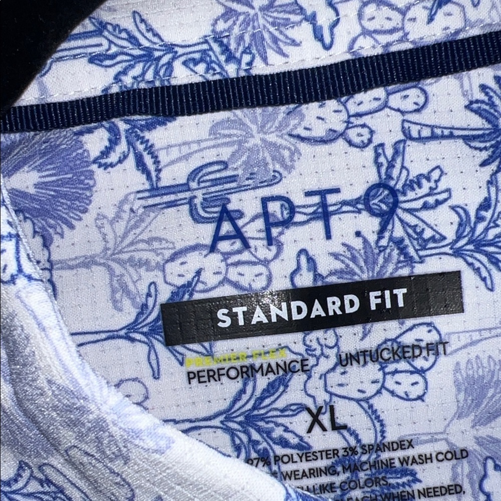 NWT Apt. 9 Men's Casual White and Blue Floral Shirt - Picture 2 of 7